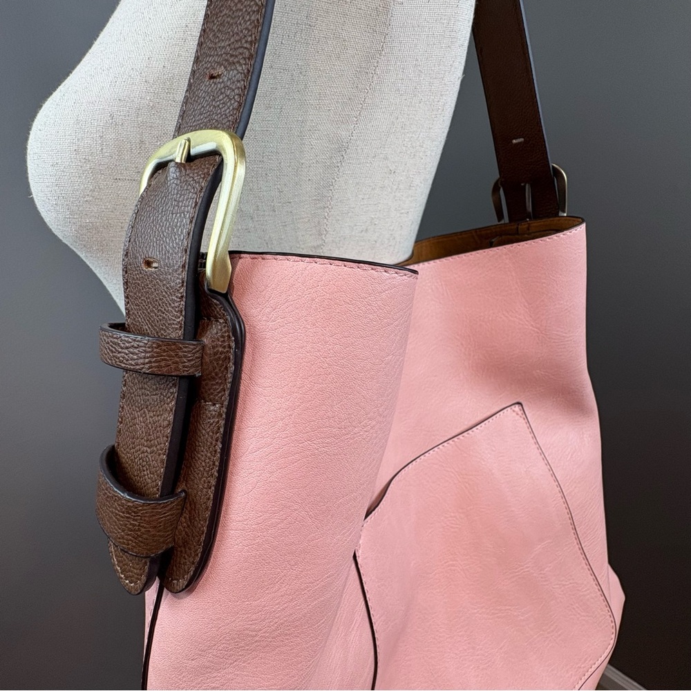 Joy Susan Hobo Bag in Rosewater Pink Soft Vegan Leather 2 in 1 Handbag Classic - Picture 11 of 16